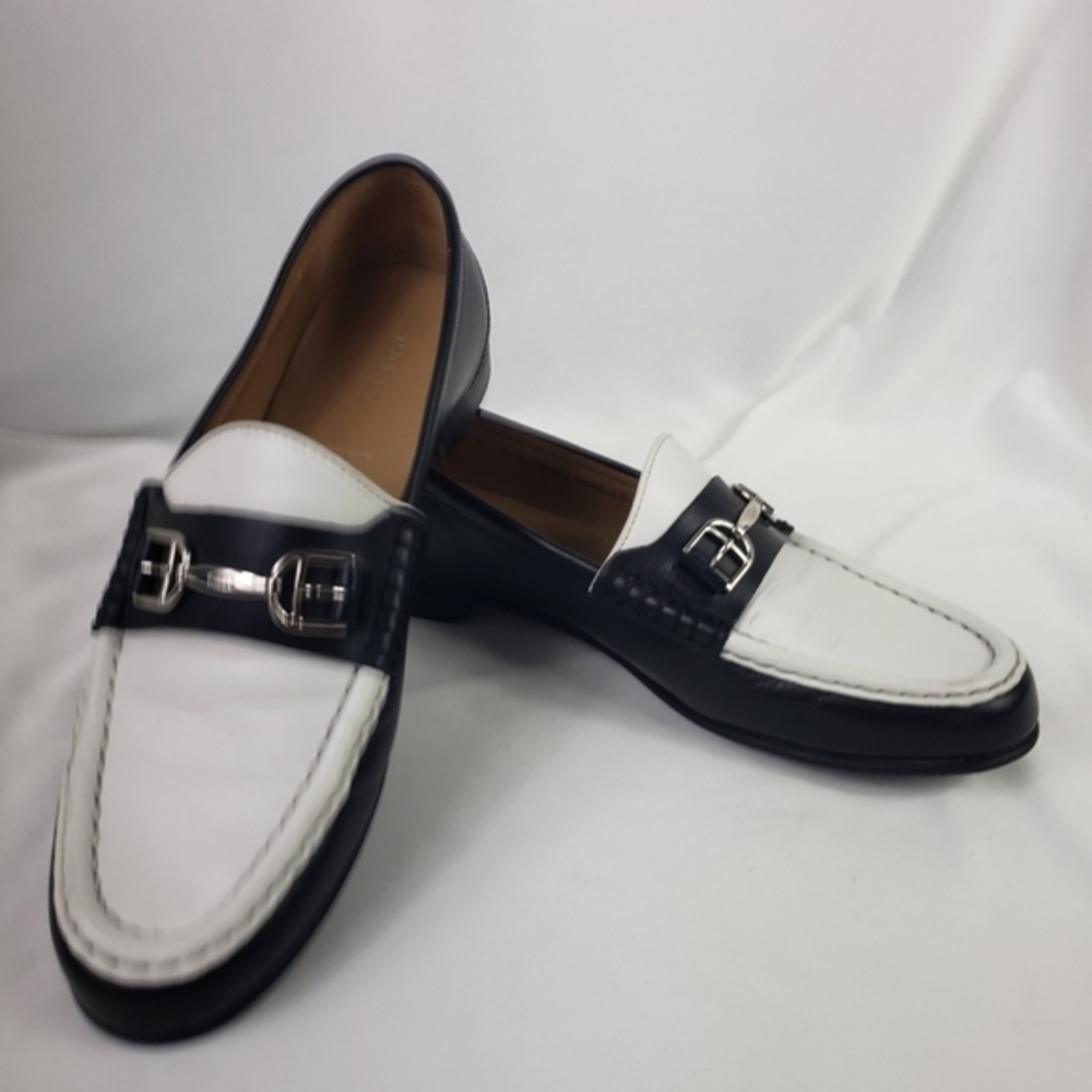 Bally Black And White Leather Loafer